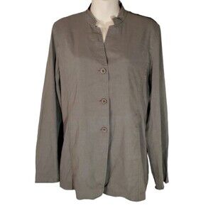 Eileen Fisher linen blend lightweight jacket taupe Medium